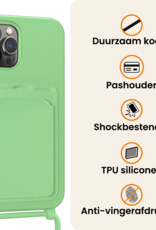 Nomfy Nomfy iPhone 14 Pro Max Hoesje Pashouder met Koord Met 2x Screenprotector - Groen