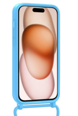 Nomfy Nomfy iPhone 14 Pro Max Hoesje Pashouder met Koord Met 2x Screenprotector - Lichtblauw