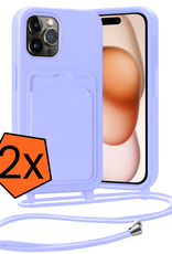Nomfy Nomfy iPhone 14 Pro Max Hoesje Pashouder met Koord - Lila - 2 PACK