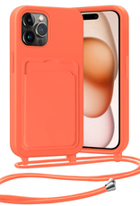 Nomfy Nomfy iPhone 14 Pro Max Hoesje Pashouder met Koord - Papaya