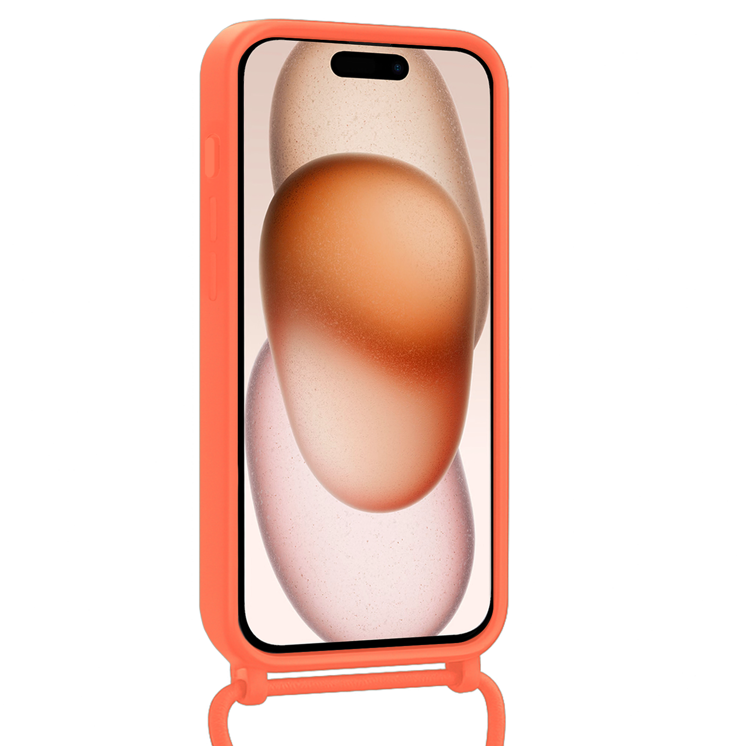 Nomfy Nomfy iPhone 14 Pro Max Hoesje Pashouder met Koord Met Screenprotector - Papaya