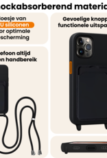 Nomfy Nomfy iPhone 14 Pro Max Hoesje Pashouder met Koord Met Screenprotector - Zwart