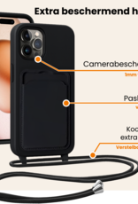 Nomfy Nomfy iPhone 14 Pro Max Hoesje Pashouder met Koord Met 2x Screenprotector - Zwart