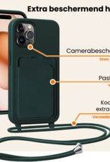 Nomfy Nomfy iPhone 16 Hoesje Pashouder met Koord - Donkergroen - 2 PACK