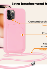 Nomfy Nomfy iPhone 16 Hoesje Pashouder met Koord - Lichtroze