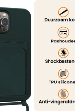 Nomfy Nomfy iPhone 16 Pro Max Hoesje Pashouder met Koord Met 2x Screenprotector - Donkergroen