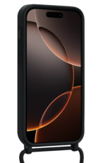 Nomfy Nomfy iPhone 16 Pro Max Hoesje Pashouder met Koord Met Screenprotector - Zwart