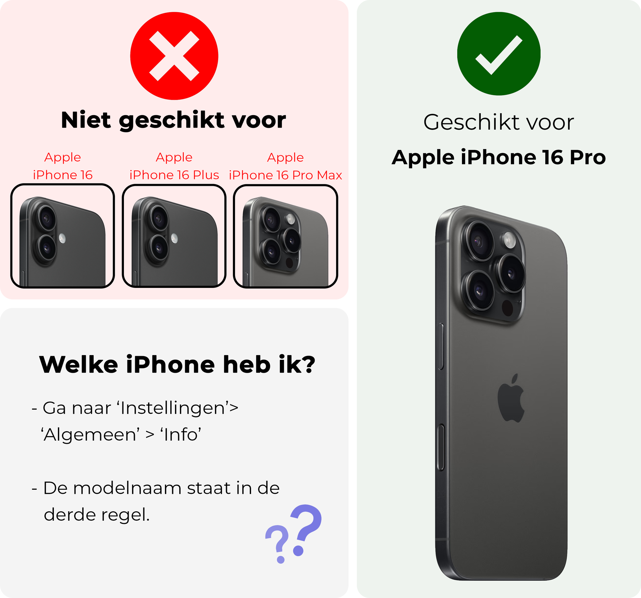 Nomfy Nomfy iPhone 16 Pro Max Hoesje Pashouder met Koord Met 2x Screenprotector - Zwart