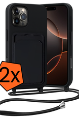 Nomfy Nomfy iPhone 16 Pro Max Hoesje Pashouder met Koord - Zwart - 2 PACK