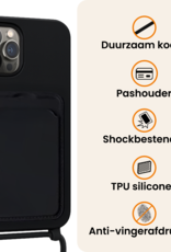 Nomfy Nomfy iPhone 16 Pro Max Hoesje Pashouder met Koord - Zwart - 2 PACK