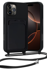 Nomfy Nomfy iPhone 16 Pro Max Hoesje Pashouder met Koord - Zwart