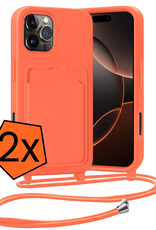 Nomfy Nomfy iPhone 16 Pro Max Hoesje Pashouder met Koord - Papaya - 2 PACK