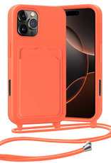Nomfy Nomfy iPhone 16 Pro Max Hoesje Pashouder met Koord - Papaya