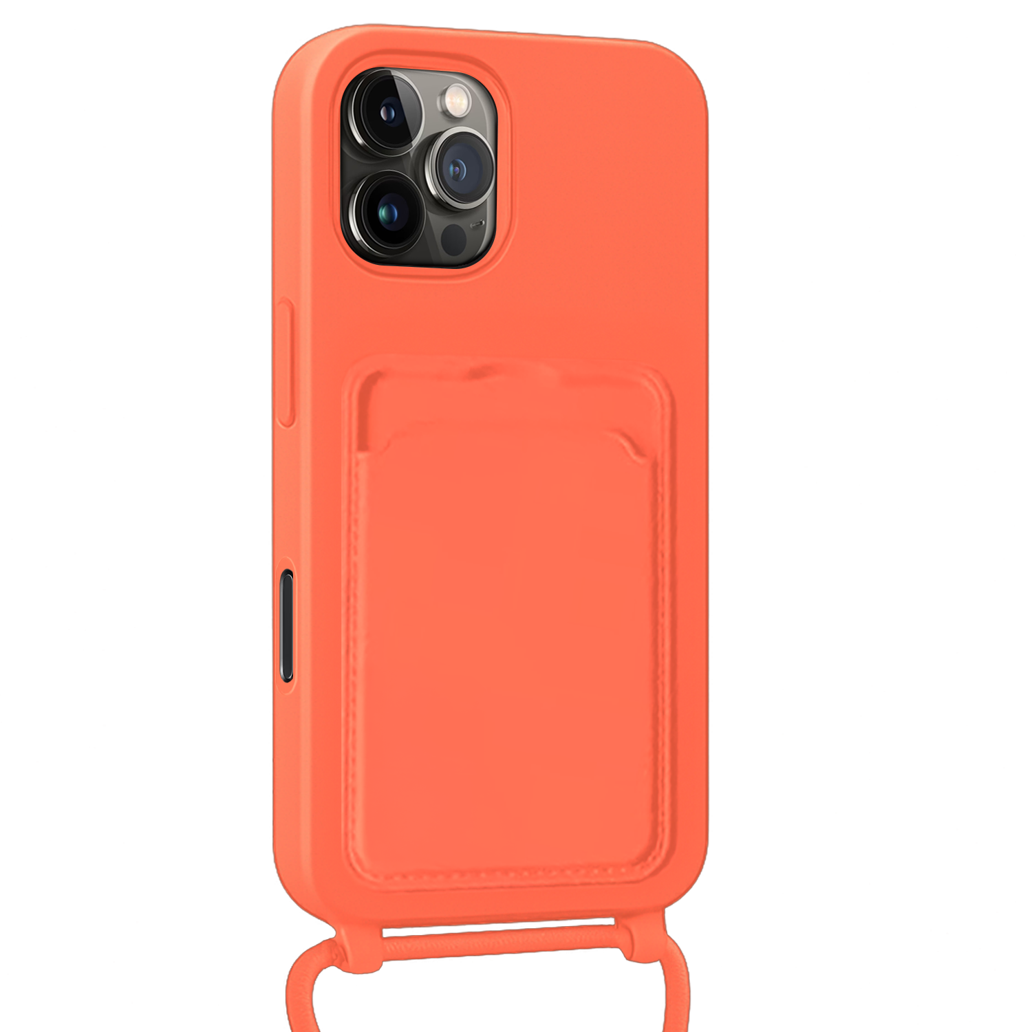 Nomfy Nomfy iPhone 16 Pro Max Hoesje Pashouder met Koord - Papaya