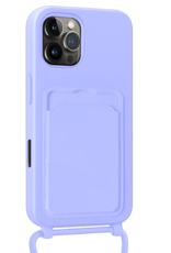 Nomfy Nomfy iPhone 16 Pro Max Hoesje Pashouder met Koord Met Screenprotector - Lila