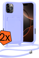Nomfy Nomfy iPhone 16 Pro Max Hoesje Pashouder met Koord - Lila - 2 PACK