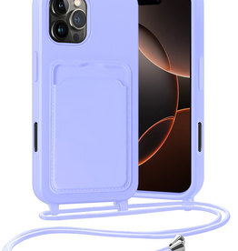 Nomfy Nomfy iPhone 16 Pro Max Hoesje Pashouder met Koord - Lila