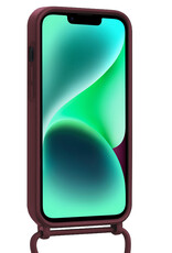 Forterra Forterra iPhone 13 Hoesje Pashouder met Koord Met Screenprotector - Aubergine