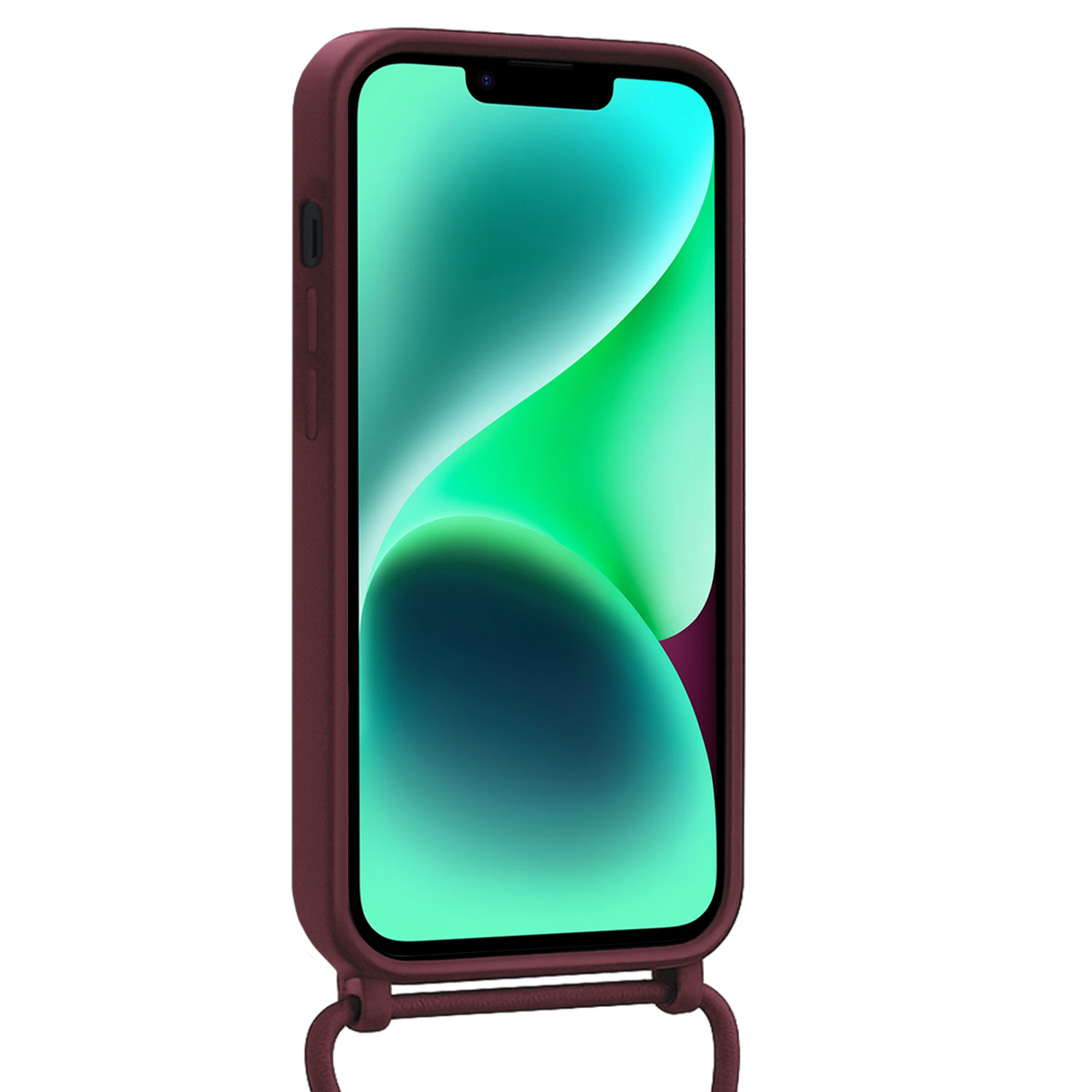 Forterra Forterra iPhone 13 Hoesje Pashouder met Koord Met Screenprotector - Aubergine