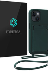 Forterra Forterra iPhone 13 Hoesje Pashouder met Koord - Donkergroen