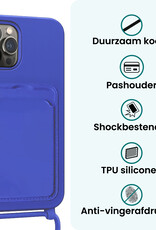 Forterra Forterra iPhone 13 Hoesje Pashouder met Koord Met 2x Screenprotector - Donkergroen