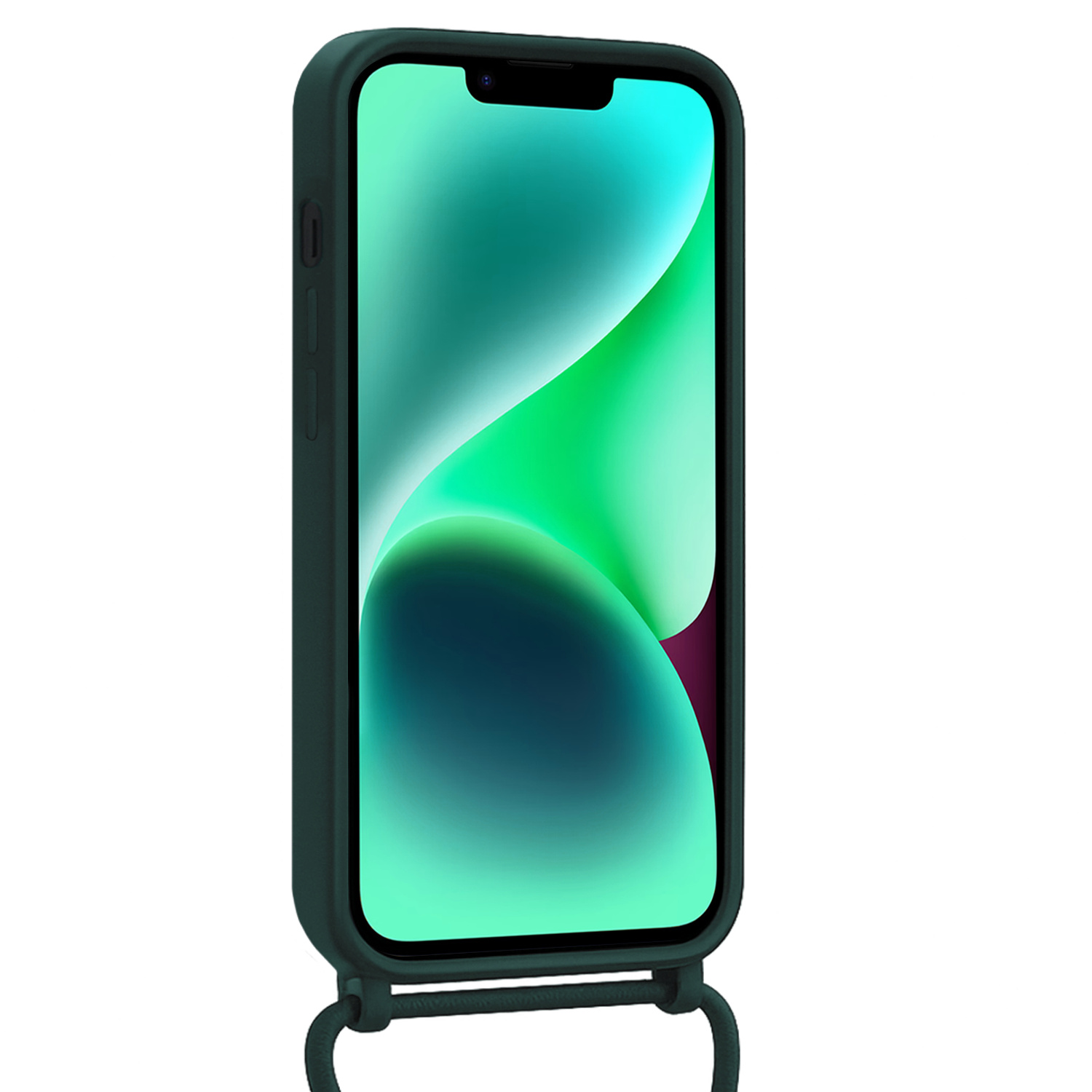 Forterra Forterra iPhone 13 Hoesje Pashouder met Koord Met 2x Screenprotector - Donkergroen