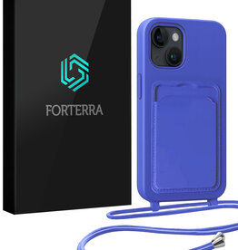 Forterra Forterra iPhone 13 Hoesje Pashouder met Koord - Fel Blauw
