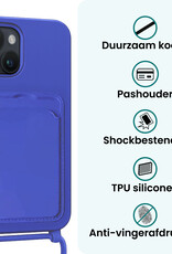 Forterra Forterra iPhone 13 Hoesje Pashouder met Koord Met 2x Screenprotector - Fel Blauw