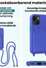 Forterra Forterra iPhone 13 Hoesje Pashouder met Koord Met 2x Screenprotector - Fel Blauw