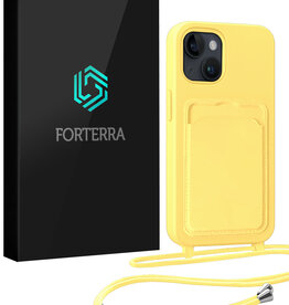 Forterra Forterra iPhone 13 Hoesje Pashouder met Koord - Geel