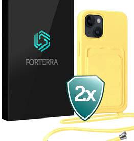 Forterra Forterra iPhone 13 Hoesje Pashouder met Koord - Geel - 2 PACK