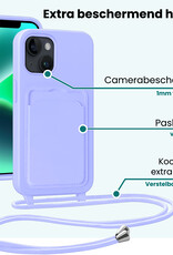 Forterra Forterra iPhone 13 Hoesje Pashouder met Koord - Lila - 2 PACK
