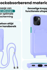 Forterra Forterra iPhone 13 Hoesje Pashouder met Koord Met 2x Screenprotector - Lila