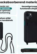 Forterra Forterra iPhone 13 Hoesje Pashouder met Koord - Zwart