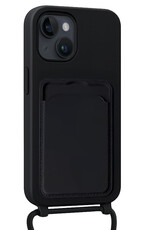 Forterra Forterra iPhone 13 Hoesje Pashouder met Koord Met Screenprotector - Zwart