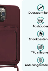 Forterra Forterra iPhone 13 Pro Hoesje Pashouder met Koord Met Screenprotector - Aubergine