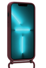Forterra Forterra iPhone 13 Pro Hoesje Pashouder met Koord Met 2x Screenprotector - Aubergine