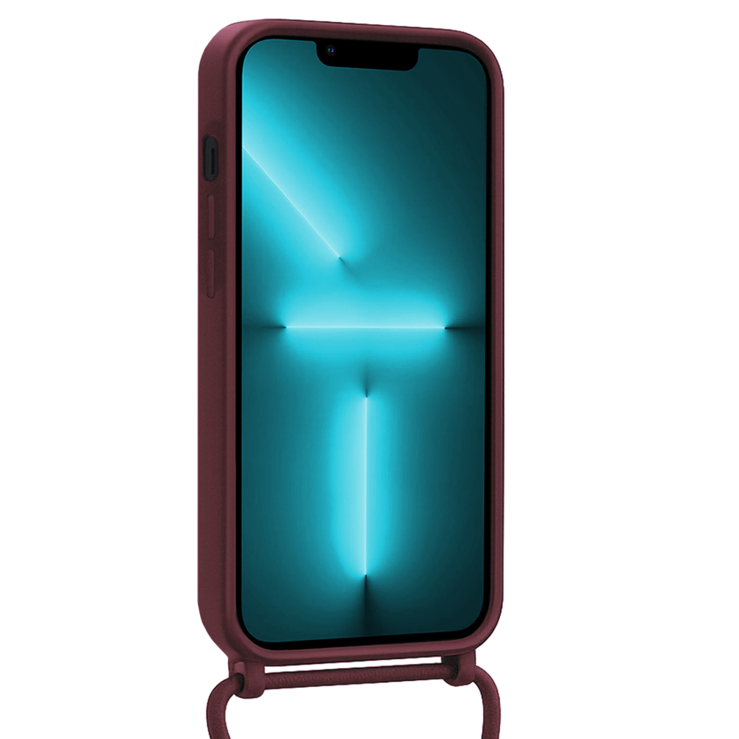 Forterra Forterra iPhone 13 Pro Hoesje Pashouder met Koord Met 2x Screenprotector - Aubergine
