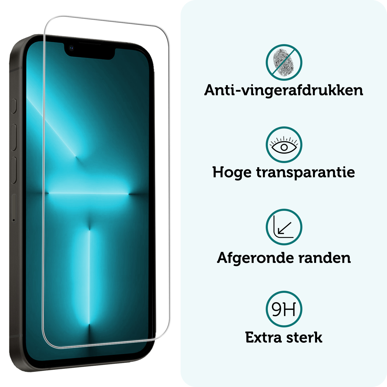 Forterra Forterra iPhone 13 Pro Hoesje Pashouder met Koord Met 2x Screenprotector - Donkergroen