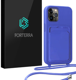 Forterra Forterra iPhone 13 Pro Hoesje Pashouder met Koord - Fel Blauw