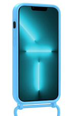 Forterra Forterra iPhone 13 Pro Hoesje Pashouder met Koord Met 2x Screenprotector - Lichtblauw