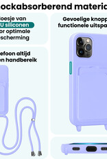 Forterra Forterra iPhone 13 Pro Hoesje Pashouder met Koord - Lila