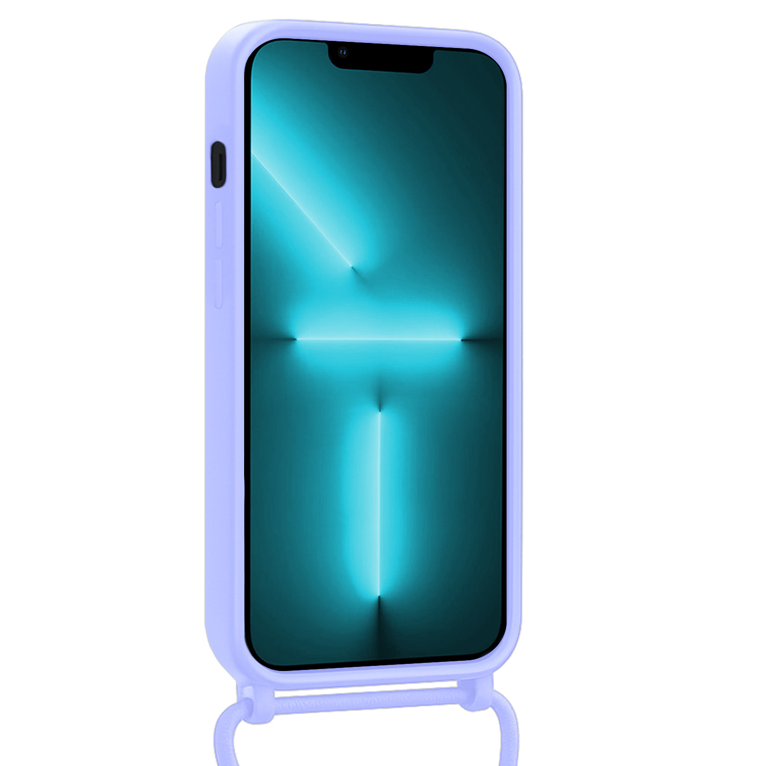 Forterra Forterra iPhone 13 Pro Hoesje Pashouder met Koord Met Screenprotector - Lila