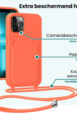 Forterra Forterra iPhone 13 Pro Hoesje Pashouder met Koord Met Screenprotector - Papaya