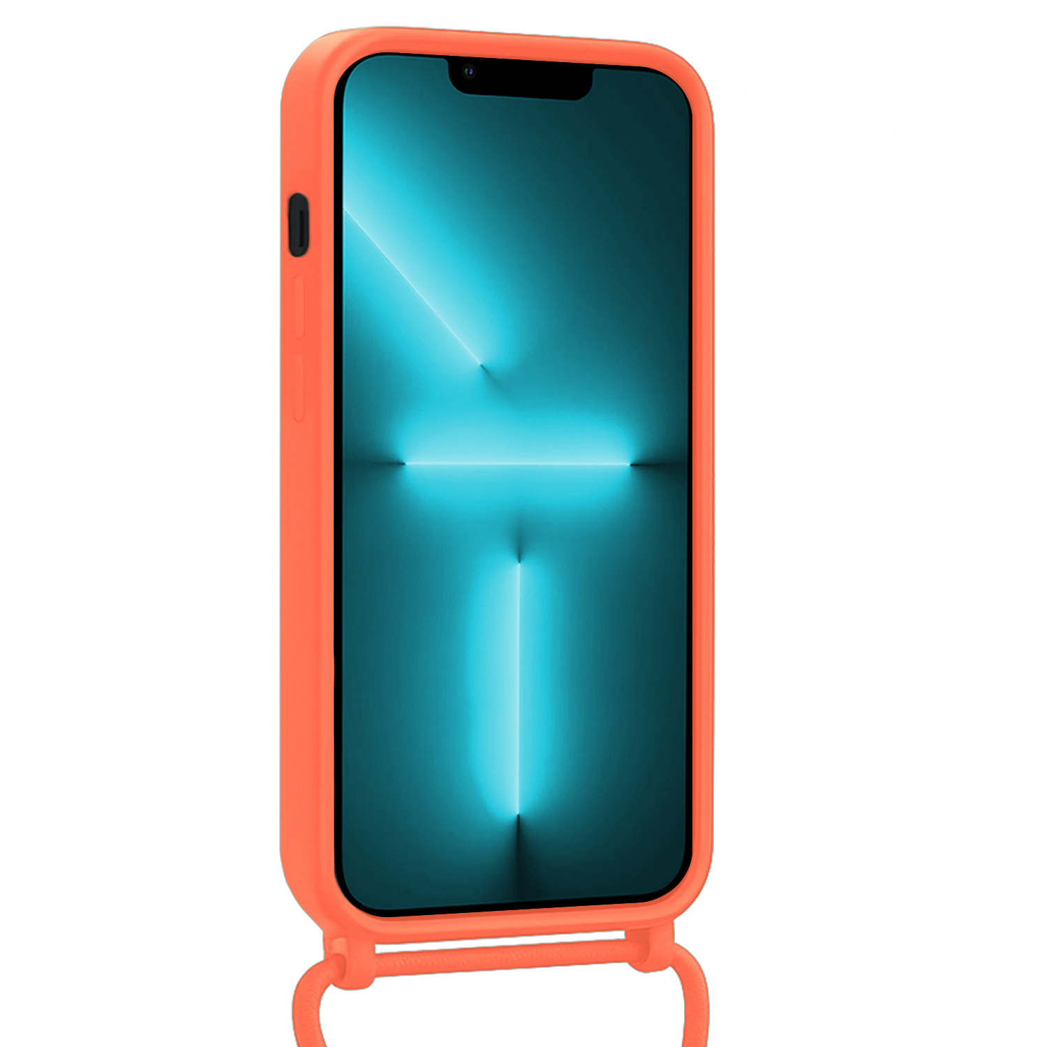 Forterra Forterra iPhone 13 Pro Hoesje Pashouder met Koord Met Screenprotector - Papaya