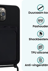 Forterra Forterra iPhone 13 Pro Hoesje Pashouder met Koord - Zwart