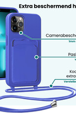Forterra Forterra iPhone 13 Pro Max Hoesje Pashouder met Koord Met Screenprotector - Fel Blauw