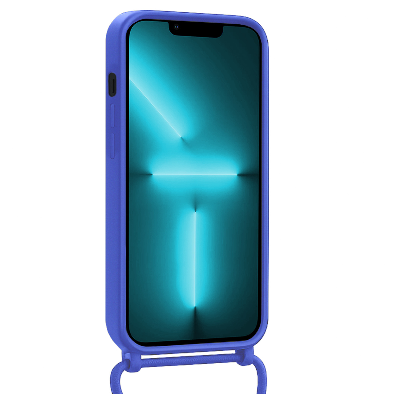 Forterra Forterra iPhone 13 Pro Max Hoesje Pashouder met Koord Met Screenprotector - Fel Blauw
