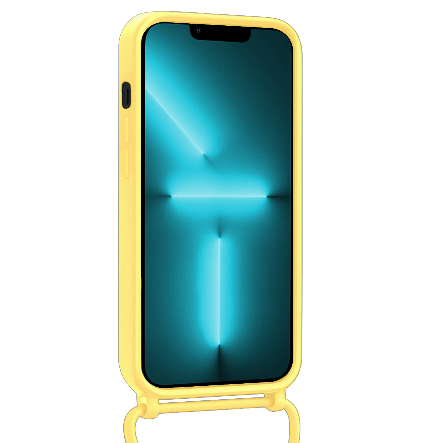 Forterra Forterra iPhone 13 Pro Max Hoesje Pashouder met Koord Met 2x Screenprotector - Geel