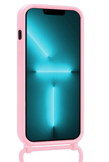 Forterra Forterra iPhone 13 Pro Max Hoesje Pashouder met Koord Met Screenprotector - Lichtroze